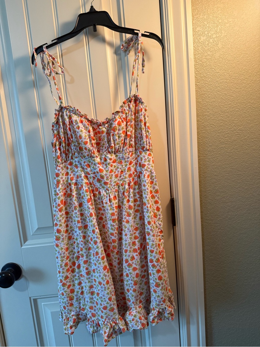 aerie White Mini Dress with Orange & Green Floral Print